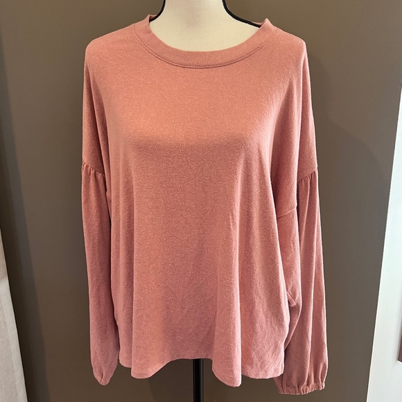 Madewell Tops - Madewell Women's Boho Dreamiest Knit Misty Rose Long Bell Sleeve Tee, Size XL